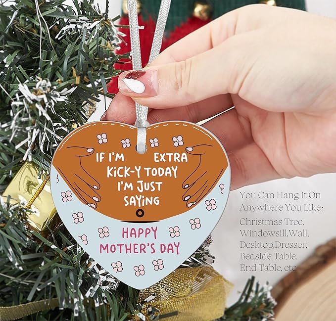 Heart Shaped Ornament-2025 Pregnant Women Gift-New Mom Pregnancy Announcement Baby Shower Present for Mother to Be First Time Mom Double Sided Printing Keepsake