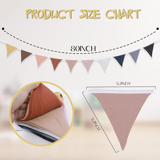 Pennant Banner Flags,Infant and toddler room decoration pennant,for Nursery Decor Baby Birthday Boho Wedding Shower Party Event (Colorful triangular flag banner98)