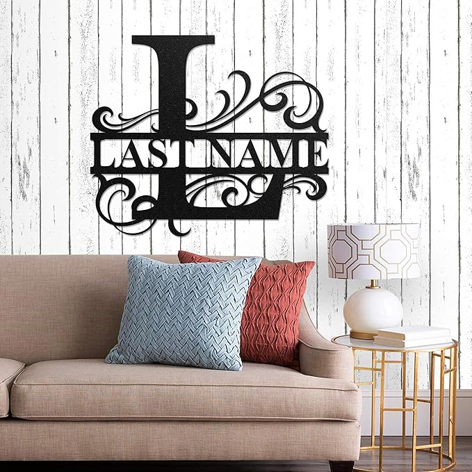 LULLBABYMALL Custom Metal Signs - Last Name Sign, Split Letter Monogram, Letter L, Family Name Wall Art, Outdoor Metal Signs, Personalized Wedding Gift