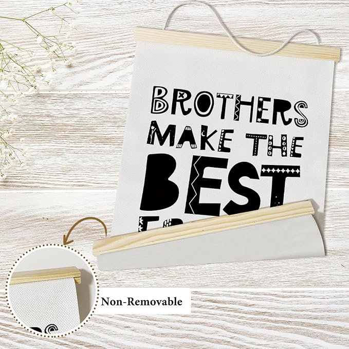 Nopoben Brothers Poster Hanger Frame - Brothers Make the Best Friends, Boys Room Wall Art With Wooden Poster Hanger, Kids Bedroom Playroom Game Room Decor(12x16 Inches)-07
