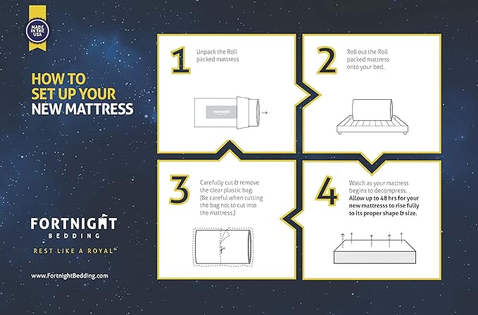Fortnight 10 inch California King Size Gel-Infused Memory Foam Mattress with White Stretch Knit Fabric - CertiPUR-US Foam – 10 Year Warranty - Made in USA