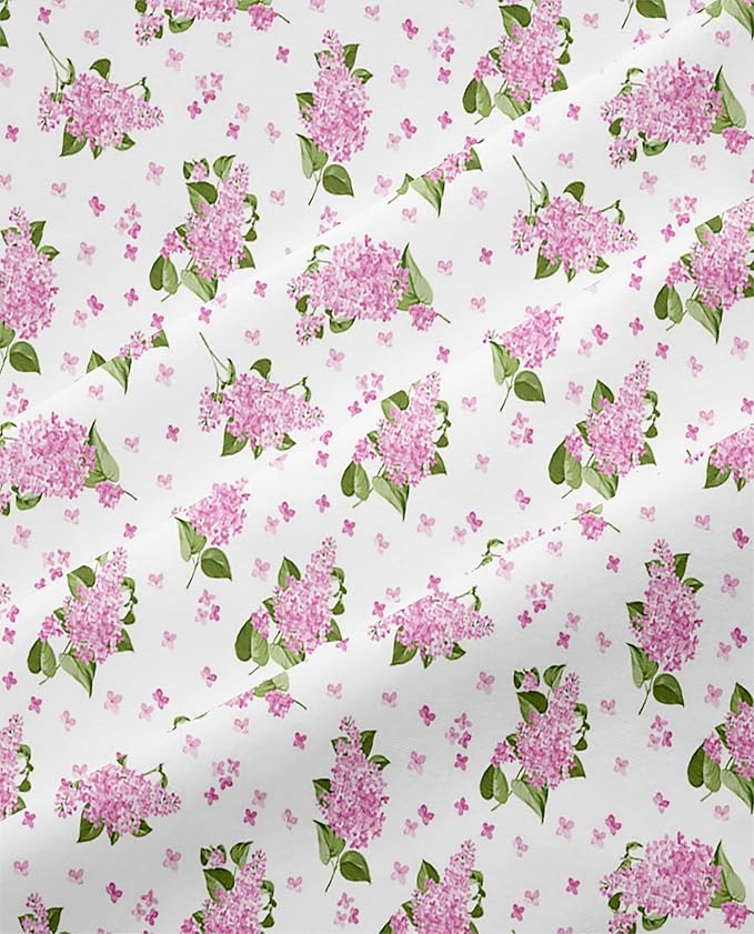 Floral Duvet Cover Queen Girl Pink Bedding Sets Garden Style Floral Comforter Cover Pink White Flower Bedding Sets Flower Branches Pattern Duvet Cover with Zipper Closure