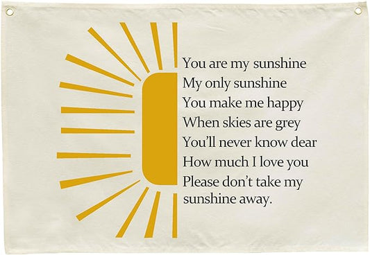 Nursery Wall Decor-Rectangular Banner Flag Poster Wall Decor for Kids Girl Boy-Playroom Bedroom Baby Room Door Sign-Baby Present Shower-Christmas Gift -You are My Sunshine-28.5"L×20"W