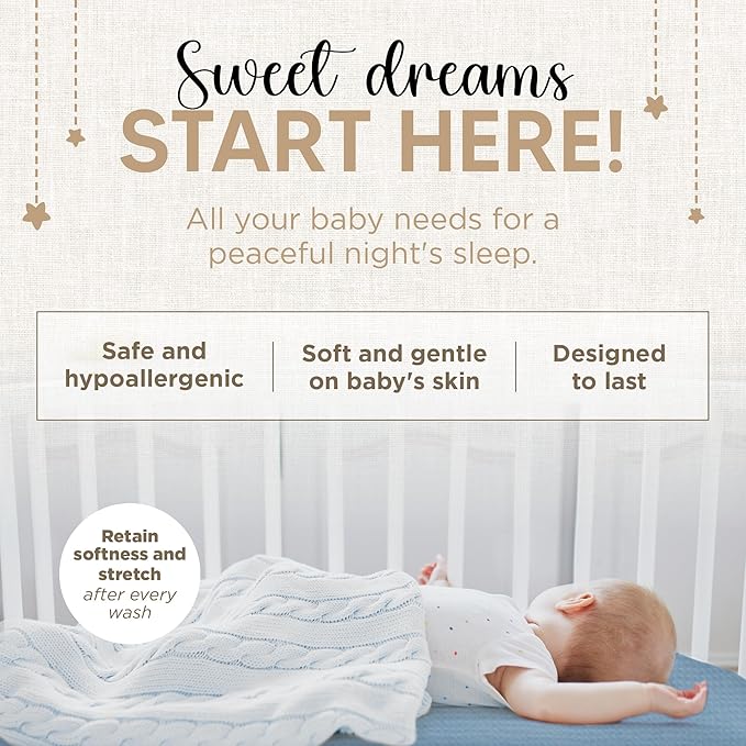 Pack and Play Sheets Fitted - Portable Mini Crib Mattress Sheet for Boys & Girls - Soft Jersey Cotton Playard Sheets - Play Yard Mattress Cover - Fits Most Pack n Play - Safe and Snug for Baby 2 Pack