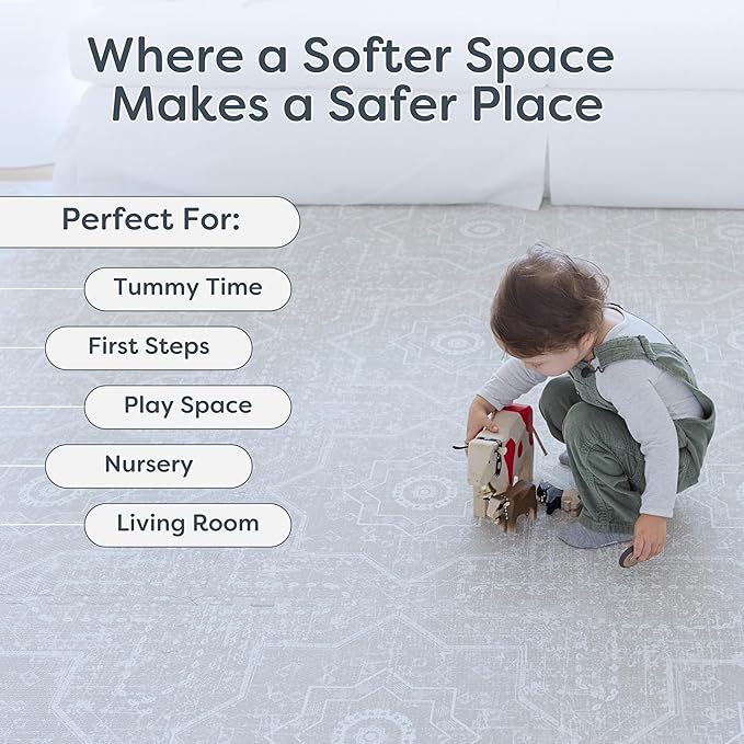 Baby Play Mat for Floor - Layla (6x8ft) - Premium EVA Foam Play Mat for Babies & Toddlers (Ages 0-5+) - Non-Toxic Playmat for Tummy Time, Crawling & Playroom - Stylish & Comfortable