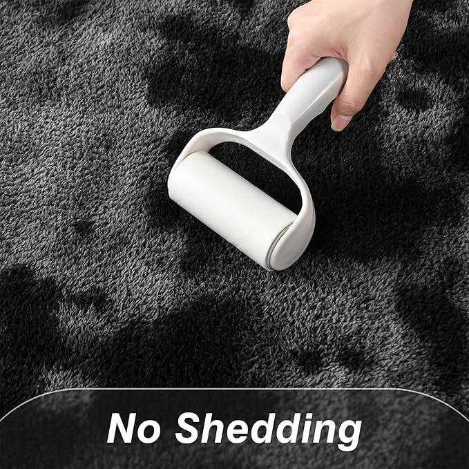 Large Soft Area Rugs for Living Room, 5 x 8 Ft Thickened Memory Foam Rug for Bedroom, Non-Slip Tie-Dyed Indoor Floor Carpet for Boys Girls Room Nursery Home Decor, Dark Grey