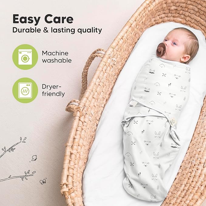 KeaBabies 3-Pack Organic Baby Swaddle Sleep Sacks - Swaddles for Newborns, Infant 3-6 Months, Baby Girls, Boys, Soft & Snug Newborn Sleep Sack, Nursery Swaddling Blankets (Nordic, L)