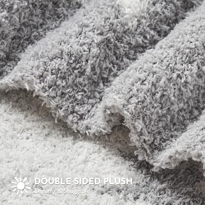 EVERGRACEHOME Soft Plush Baby Blanket for Boys Girls with Little Stars Printed, Fleece Fuzzy Toddler Nursery Blanket Lightweight Warm Cozy Throw Blanket for Baby Crib, Couch, Bed, Light Gray, 50"x60"