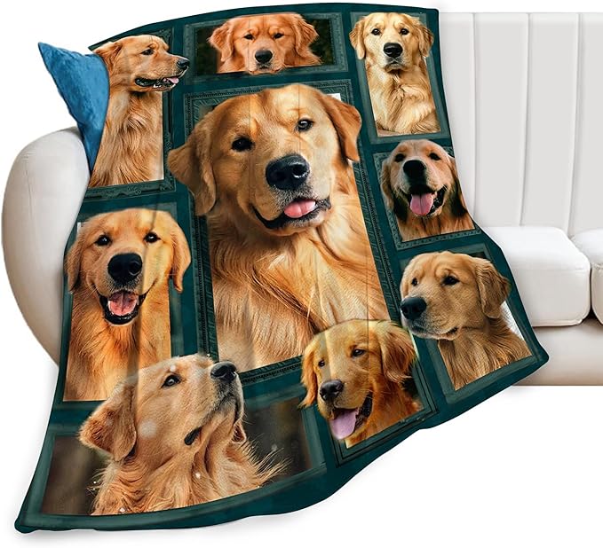 Golden Retriever Gifts and Decor - Cute Dog Throw Blanket for Girls, Women, Kids, Adults - Soft, Warm, Cozy Fleece Blanket for Couch, Sofa, Bed - 50"x40"