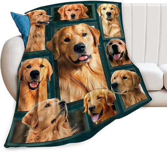 Golden Retriever Gifts and Decor - Cute Dog Throw Blanket for Girls, Women, Kids, Adults - Soft, Warm, Cozy Fleece Blanket for Couch, Sofa, Bed - 50"x40"