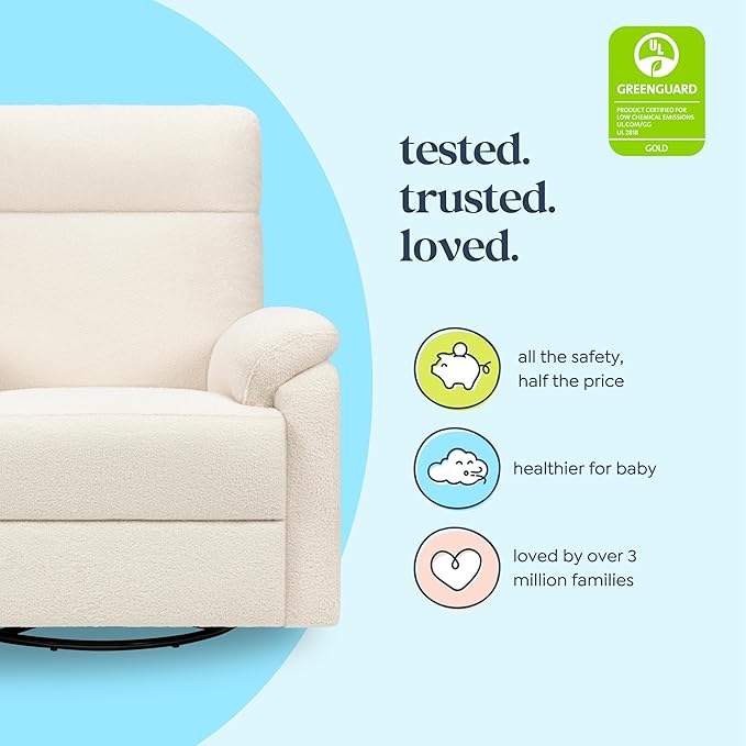 DaVinci Suzy Glider Recliner Nursery Chair - Glider Rocking Chair for Nursery and Living Room - GREENGUARD Gold, FSC & Certi-PUR US Certified - 360° Swivel Rocker Recliner Chair (Cozy Cream Boucle)