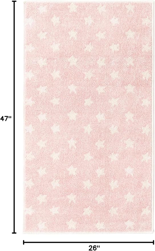 Unique Loom Whimsy Kids Collection Area Rug - Stars (2' 2" x 3' 11" Runner, Pink/ Ivory)
