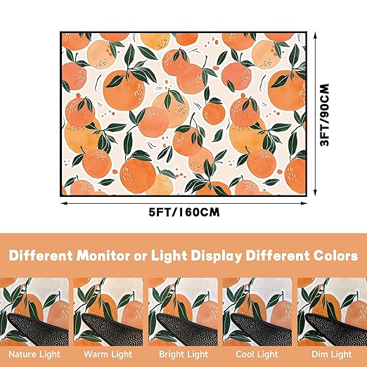 Fruit Orange Rug Tangerine Area Rugs for Bedroom Dorm Living Room Citrus Throw Rug Floor Mat Pad Doormat Carpet, 3' x 5'(90 x 160cm)