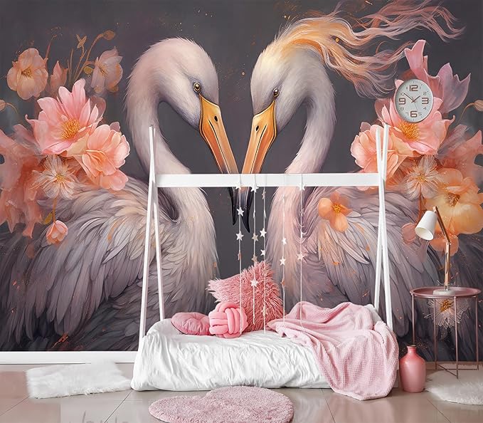 XMPMBM-Floral Birds Animals Fabric Wallpaper Living Room Bedroom Bathroom Nursery Room Wall Mural-W 154" X H 105"（112 Square Foot）