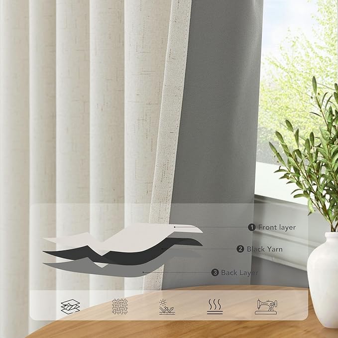 102 Inch Blackout Curtains Cream for 103 Inch Length Window Drapes Elegant Farmhouse Style Custom Made Black Out Weather Curtain for Bedroom Living Room 2 Panels Cortinas para Sala Modernas Dormitorio