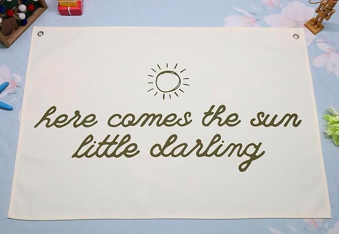 Boho Diversity Rectangular Banner Flag Wall Art Decor Gift for Baby Boy Girl Kid,Nursery Classroom Homeschool Playroom Decor-Here Comes The Sun-Baby Present Shower,Birthday Christmas Gift