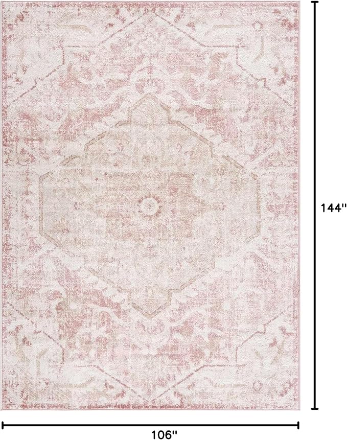 BoutiqueRugs Leonora Traditional Area Rug - Pale Pink, Plum, Peach - 8'10" x 12'