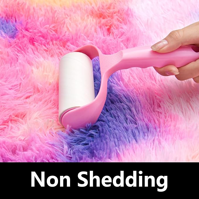 Rainbow Rug - 2x6' Runner Non-Slip Height Pile 1.4" Plush Rug Rubber Back - Throw Carpets for Bedroom - Multicolor