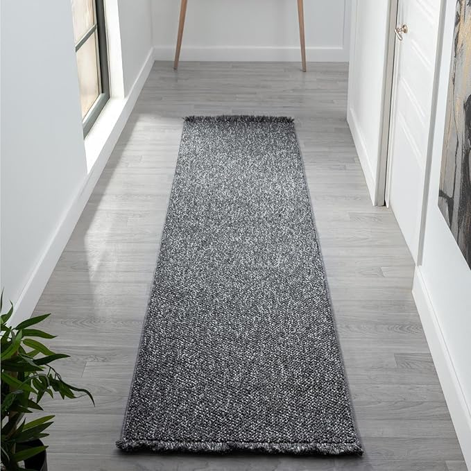 LUXE WEAVERS Solid Machine Woven Smoke 2x8 Area Rug, Indoor Stain-Resistant Carpet