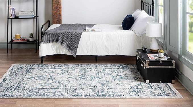 Rugs.com Charleston Collection Rug – 4' x 6' Ivory Low-Pile Rug Perfect for Living Rooms, Large Dining Rooms, Open Floorplans