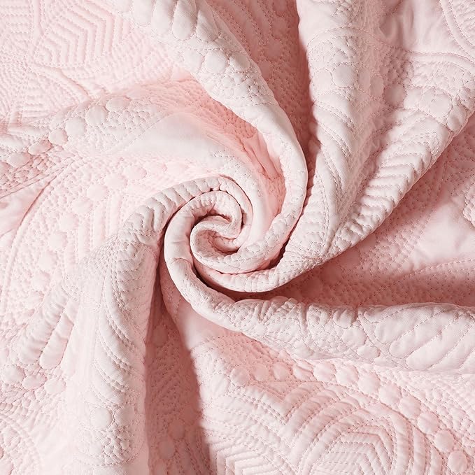 PEACELOVER Embossed Neutral Baby Quilt Durable, Lightweight Baby Blankets Four Seasons for Personlized Monogram Cotton Quilted Blanket Toddler Quilt for Boys and Girls 46x36 Inches (Pink)