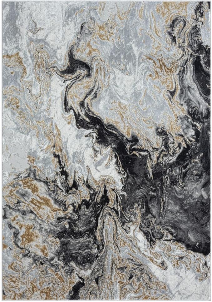 LUXE WEAVERS Marble Swirl Abstract Area Rug, Smoke 5x7