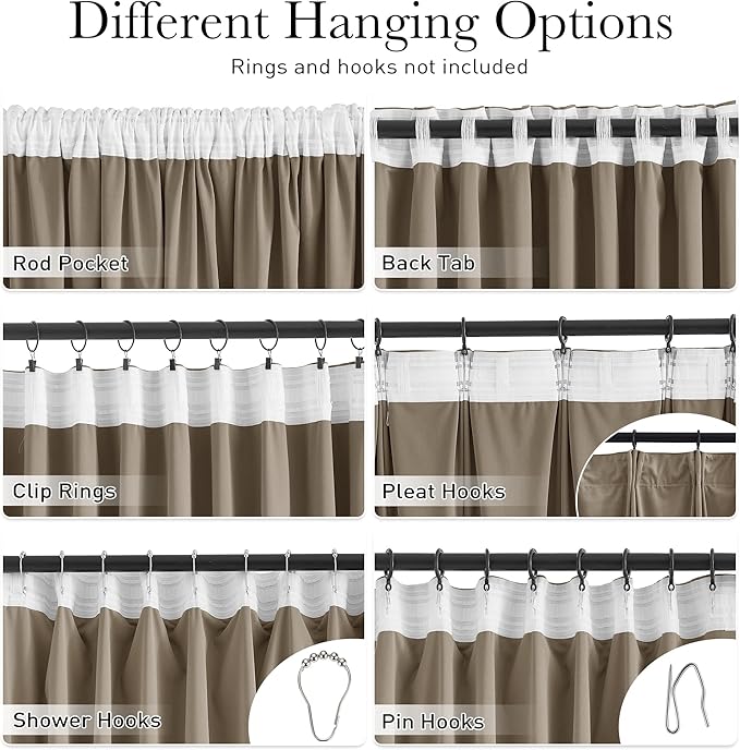StangH Wide Doorway Curtain 80 inches Long Camel Beige Room Darkening Privacy Protect Room Divider Back Tab Thermal Insulated Drapes for Closet Living Dining Room, W62 x L80, 1 Panel