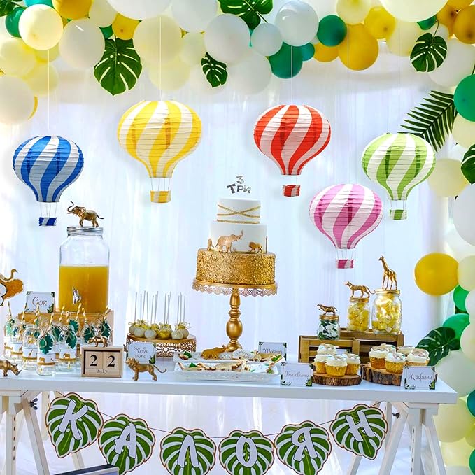 Hanging Hot Air Balloon Paper Lanterns Set, Party Decoration Birthday Wedding Christmas Party Decor Gift, 12 inch, Pack of 5 Pieces