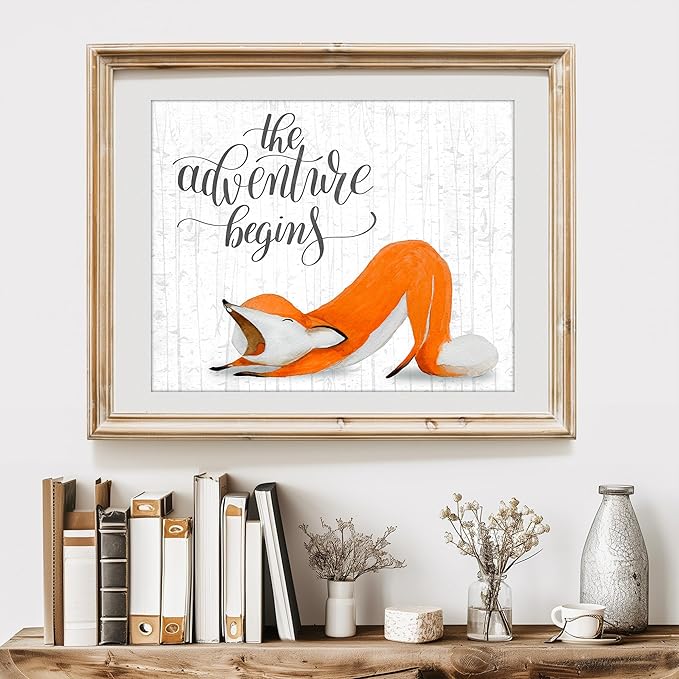 DREAM BIG PRINTABLES Fox Wall Art Prints (Set of 4) - Unframed - 8x10s | Whimsical, Rustic, Adorable | Nature, Animal Themed | Living Room, Bedroom, Nursery Room Decor for Animal Lovers