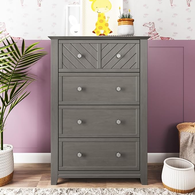 Child Craft Atwood Crib, Dresser and Chest Nursery Set, 3-Piece, Includes 4-in-1 Convertible Crib, Dresser and Chest, Grows with Your Baby (Lunar Gray)