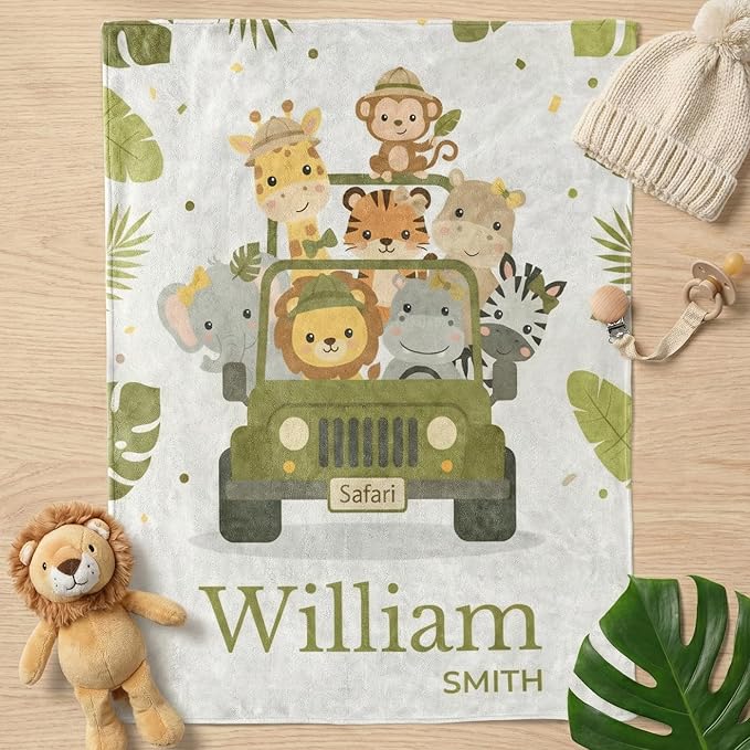 Personalized Baby Blanket for Girls, Custom Floral Baby Blanket with Name, Soft & Fuzzy Newborn Receiving Blankets for Toddler, Customized Baby Gifts for Birthday Baby Shower