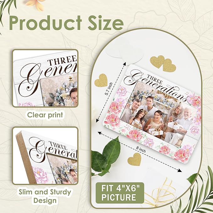 First Christmas Baby Picture Frame - Gender Reveal Decorations and Baby Shower Gifts for New Mom Grandparent Pregnancy Announcement Newborn Nursery 4 X 6 Inch Picture Frame Decor - A02