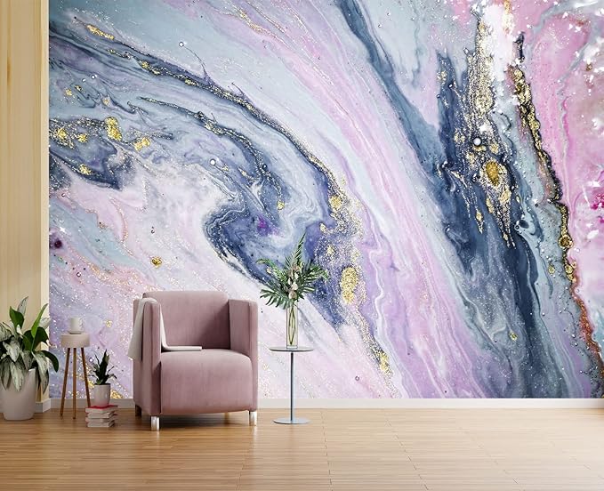 Gilding Marble Pink Wall Mural Wallpaper for Bedroom 178" x 117"