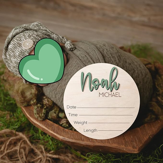 NAZENTI Personalized Baby Name Announcement Wooden Signs, Custom Birth Announcement And Footprint Sign For Hospital, Baby's Arrival Gift, Welcome Sign For Decor, Gifts For Baby Girl Or Boy Shower