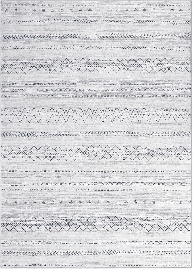 Area Rugs for Living Room Washable Living Room Rug Soft Neutral Indoor Floor Carpet Non-Slip Stain Resistant Modern Boho Rugs for Bedroom Dining Room Kids Room Nursery Office Home Grey