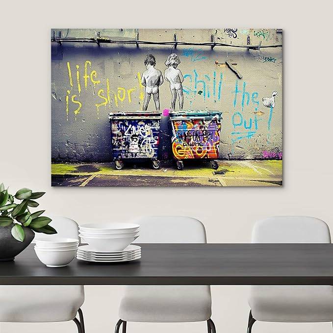 SIGNWIN Canvas Wall Art Banksy Canvas Prints Home Artwork Decoration for Living Room,Bedroom - 32x48 inches