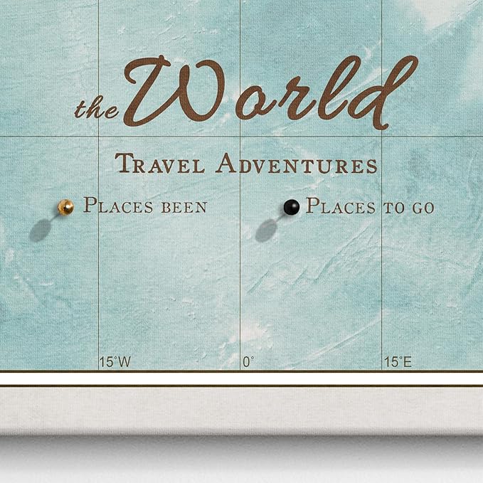 Canvas World Map with Cork Pin Board - English Lettering - Decorative Wall Decoration for All Rooms - Canvas Pictures with World Map Motif (150x100 cm, Pattern 11)