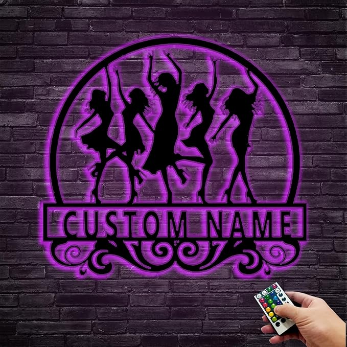 Custom Dance Girl Metal Sign with Dancer Silhouette - Personalized Wall Art for Dance Studio, Unique Teacher Gift, Add Name, Instructor Plaque for Home Decor,Bar, Dance Hall, Party Sign