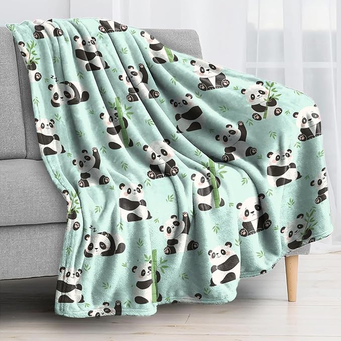 Ultra Soft Fleece Blanket- Lightweight & Warm Throw Blanket for Couch, Cozy Plush Sherpa Blanket for Adults Kids, Durable & Easy Care (Panda, 50x60 in)
