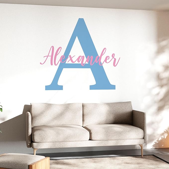 Custom Name Initial Vinyl Wall Decal Custom Name for Nursery Decals Transparent, DTF Vinyl Sticker for Home & Room Décor, Removable Wall Art for Kids & Teens Bedroom, Car