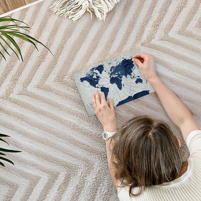 ElephantStock - My World Push Pin Map V Wall Art - Horizontal Canvas Wall Art - Living Room Wall Decor - Unique Map Canvas Art - Gray And Blue Decor - 12" x 8"