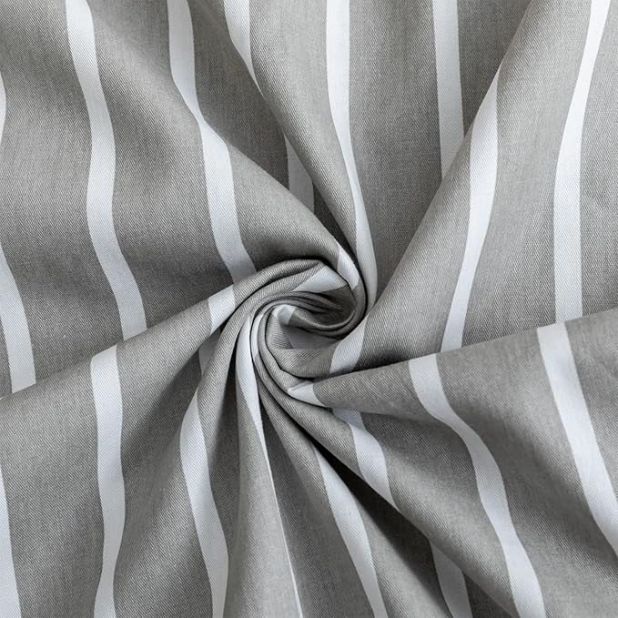JELLYMONI King Duvet Cover Set, Cotton Duvet Cover 3 Pieces with Zipper Closure, 1 Duvet Cover and 2 Pillowcases(Gray with White Striped)