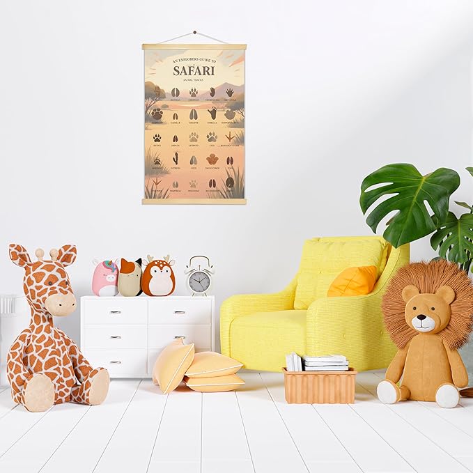 Slagindeco Safari Animal Tracks Hanging Poster, Jungle Nursery Decoration, Safari Theme Baby Room Decor