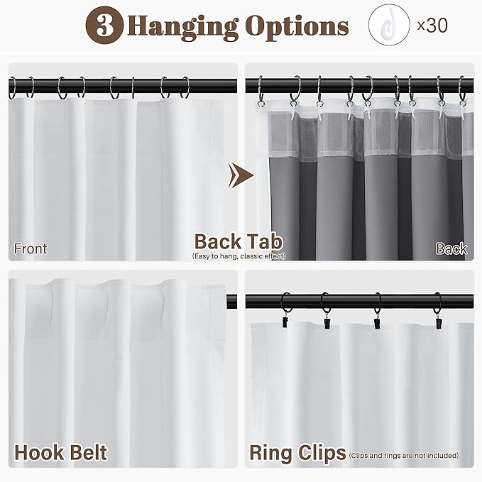 Guken White Linen 100% Blackout Bedroom Curtains 96 Inches Long 2 Panel Sets Hook Belt Back Tab Linen Textured Room Darkening Heat Blocking Soundproof Curtain for Living Room Patio Door 52x96 8Ft
