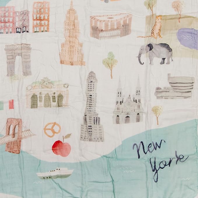 Loulou Lollipop Soft Baby Swaddle Blanket Muslin Wrap Receiving Blanket for Newborn to Toddler Girl and Boy, Large 47” by 47” - City - NYC…