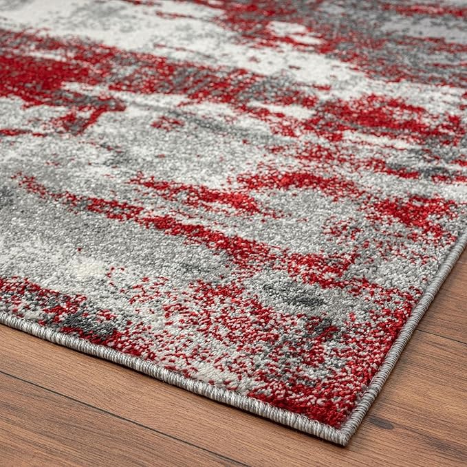 LUXE WEAVERS Lagos Collection 7681 Red 2x7 Modern Abstract Area Rug