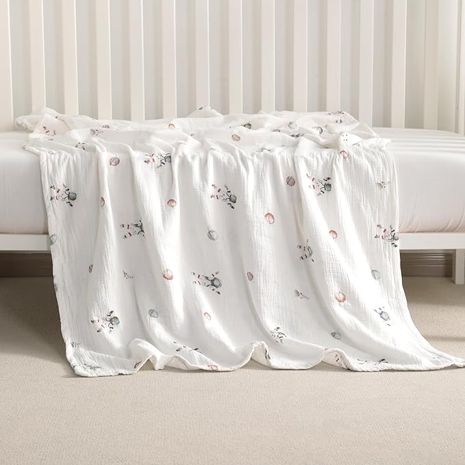NTBAY 2 Layer Muslin Cotton Baby Swaddle Blanket, 30x40 Soft and Breathable Receiving for Newborns and Infants, Perfect for Crib, Stroller, Travel, Lightweight Nursery Blanket, Astronaut's Journey