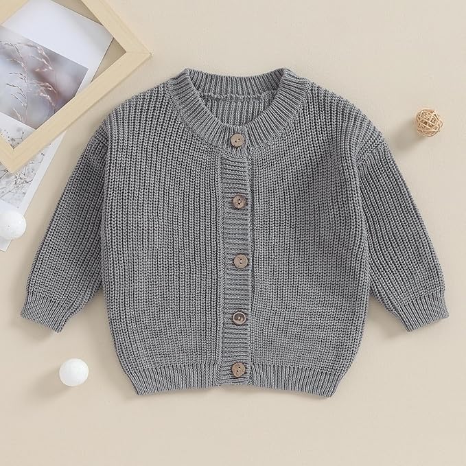 Newborn Baby Boy Girl Knit Sweater Cardigan Winter Warm Button Down Sweatshirt Top Outfit Cute Infant Fall Clothes