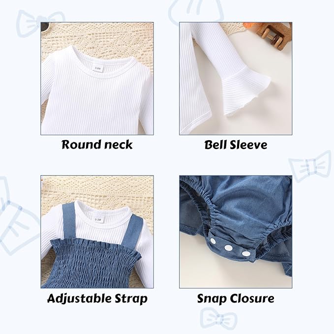 YOUNGER TREE Newborn Baby Girl Fall Winter Outfits Long Sleeve Romper Corduroy Overall Dress Infant Skirt Clothes Sets