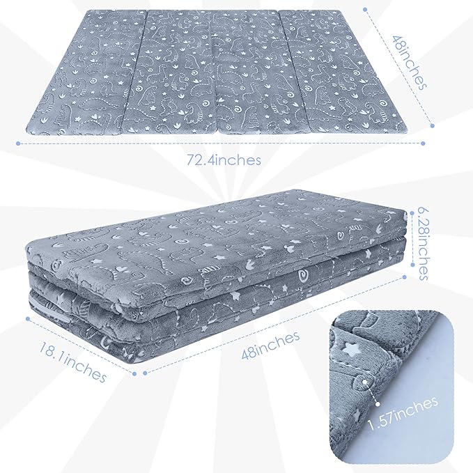 MeMoreCool Kids Floor Futon Mattress, Play Mat Muscle Mat Large 6x4 FT, Thicken Foam Tatami Sleeping Pad for Playroom, Foldable Sleeping Crawling Pad for Children’s Play Area
